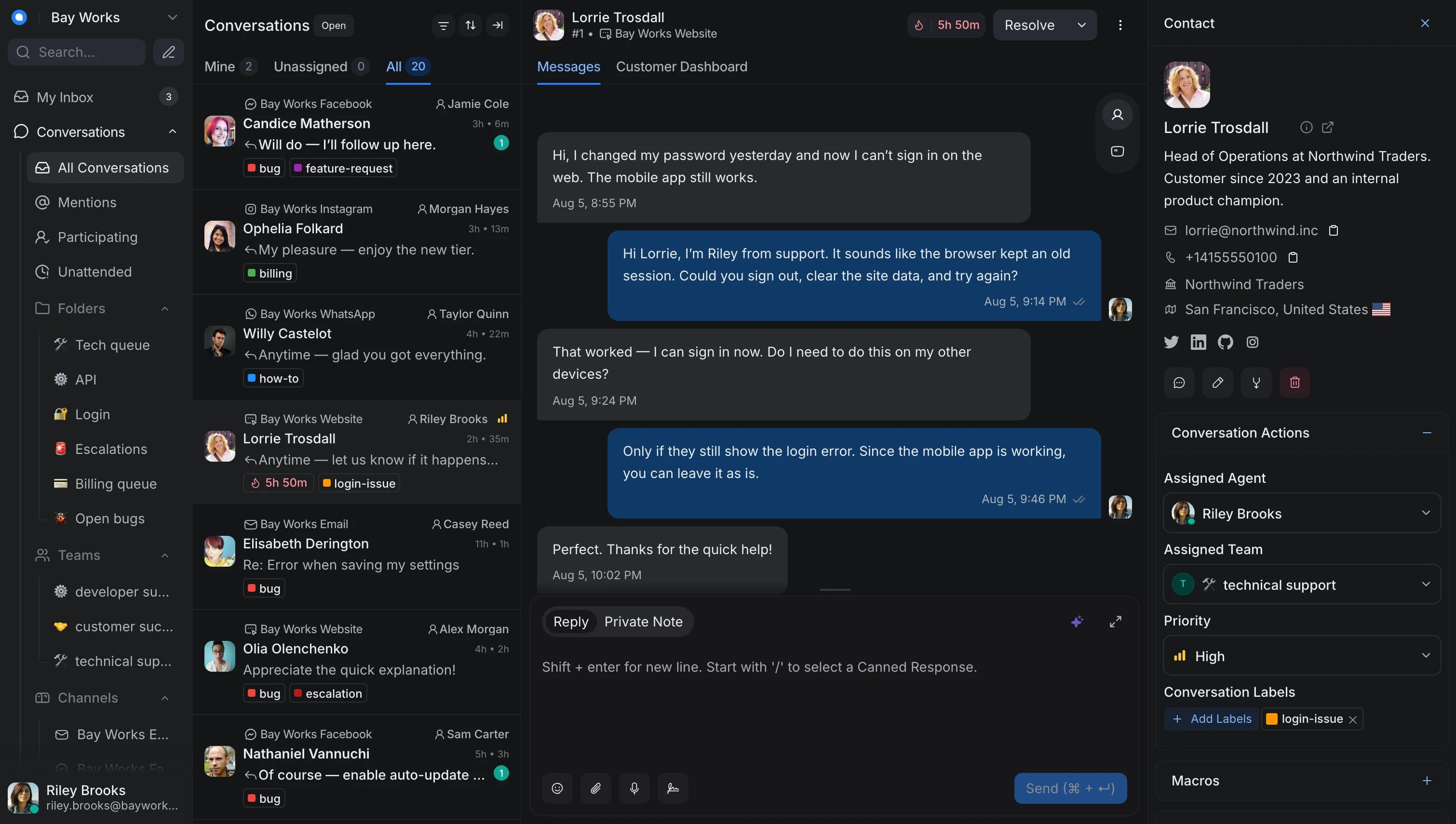 Painel de atendimento do Zapbox mostrando conversas, responsáveis e histórico